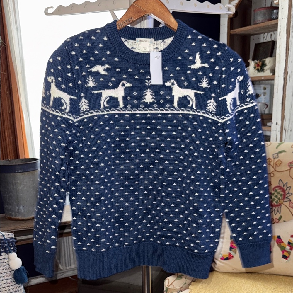 Crewcuts Navy Sweater with White Winter Motifs